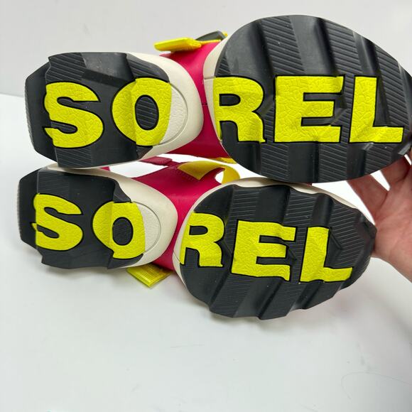 NEW Sorel Kinetic Impact Pink & Neon Yellow Outdoor Performance Sling Sandals - Picture 11 of 11